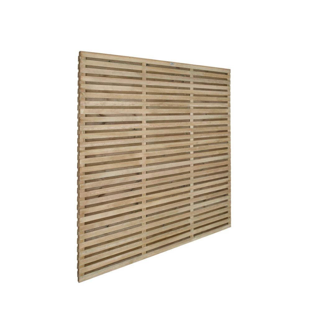 Forest Garden 1.8m x 1.8m Pressure Treated Contemporary Double Slatted Fence Panel  – Pack of 4 5013053168004 2